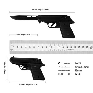Nouveau couteau pliant de type pistolet de style allemand 2026, couteau miniature multifonctionnel portable pour l'extérieur avec manche en aluminium 3CR13, emballé - Product Image 3