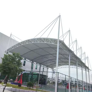 Matériau de toiture de stade de structure de membrane architecturale de tente d'auvent de PVDF/PTFE pour l'auvent extérieur de terrain de basket-ball de tennis