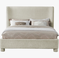 Lit rembourré en tissu bouclé style crème, taille personnalisée, lit de rangement doux, garantie 10 ans, panneau en mélamine