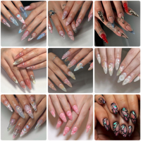 Uñas Postizas Adhesivas de ABS Virgen con Diseño Floral en Relieve 3D de Bailarina, Aspecto Natural y Precisión Especial para Ceremonias y Fiestas Nupciales