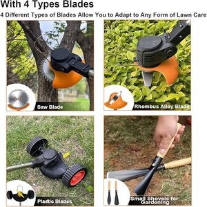 Tondeuse à gazon et coupe-bordures électrique au lithium de qualité industrielle avec lame, sans fil, sur roues, outil de jardinage portable - Product Image 4