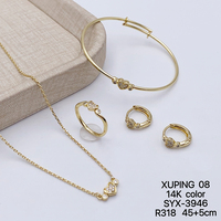 Ensemble de bijoux pour femmes XUPING, tendance, plaqué or 14 carats, collier, bracelet, boucles d'oreilles, CZ synthétique, ensemble de bijoux pour femmes