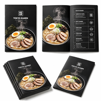 Menu personnalisé en livre broché à reliure à cheval, impression couleur, pour restaurant, ramen, café, brochure