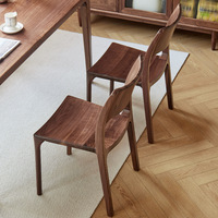 Chaise de salle à manger en noyer noir d'Amérique du Nord, chaise de bureau domestique à assemblage complet par mortaise et tenon, chaise de salle à manger moderne minimaliste en bois massif