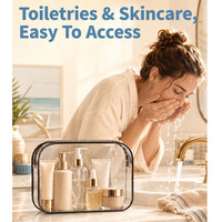Sac de voyage cosmétique et de toilette transparent personnalisé, étanche, avec fermeture éclair, pour le rangement et l'organisation en gros