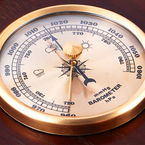 Higrômetro e barômetro bimetálico para parede, estação meteorológica de madeira, uso doméstico - Product Image 3