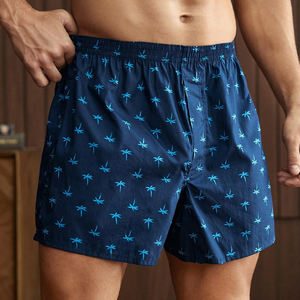 Nieuwe Heren Home Broek Geweven Print Fashion Broek Losse Ademende Grote Maat Heren Boxershort - Product Image 2
