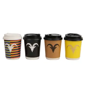 Hot Drinking Cups Custom Logo Printed Paper Coffee Cup With Lids Single Wall /Double wall/ripple wall Paper Cups For Coffee