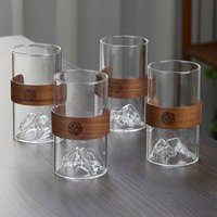 Tasse à café latte en verre borosilicate avec manchon en bambou anti-brûlure, pour le bureau, la maison, le thé, le lait, le jus, l'eau, et pour la dégustation en vue sur les montagnes