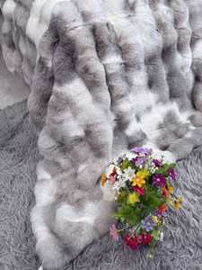Classique <span class=keywords><strong>Plaid</strong></span> Jacquard Haute Pile Personnalisé En Gros 100% polyester Faux Lapin <span class=keywords><strong>Fourrure</strong></span> Jeter Couverture - Product Image 3