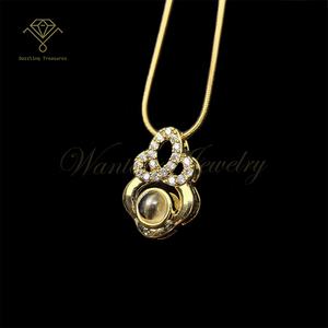 LV021 oro <span class=keywords><strong>Vintage</strong></span> placcato 18K 100 lingue 'ti <span class=keywords><strong>Love</strong></span> 'ciondolo con ciondolo moda in acciaio inossidabile alla moda - Product Image 2