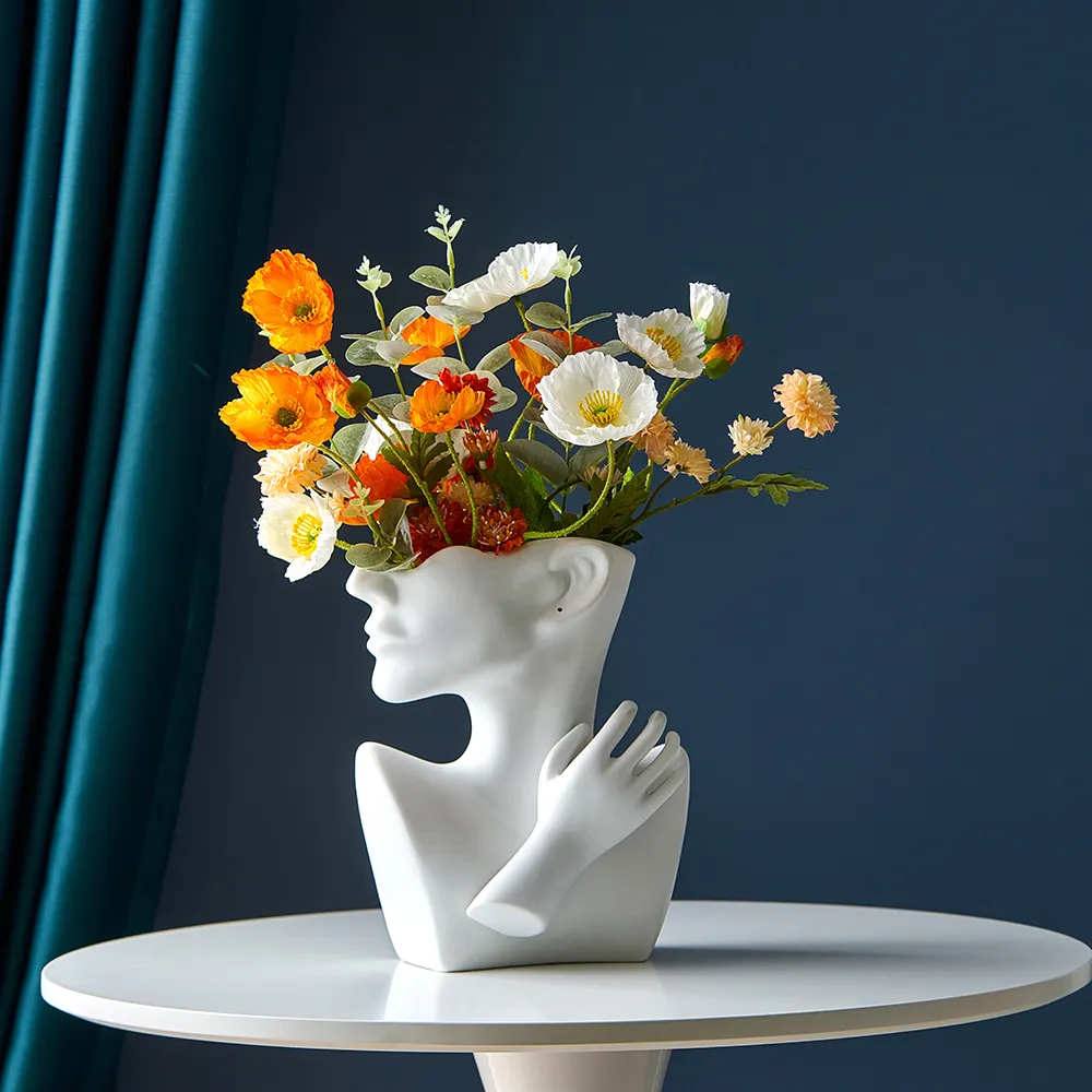 İskandinav soyut heykelcik vazo insan vücudu heykeli ev dekorasyon yatak odası dekorasyon seramik vazo