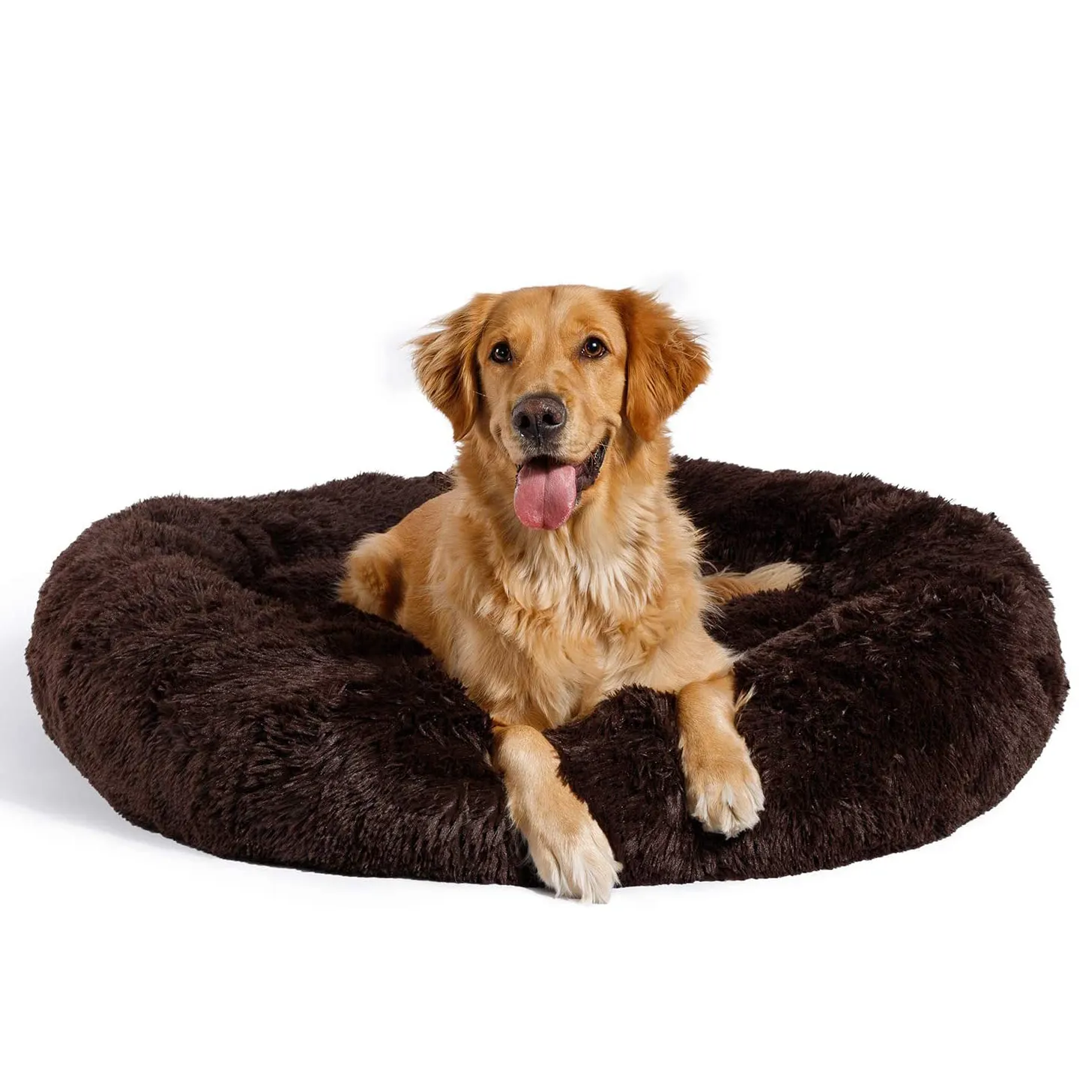 Cama de cachorro personalizada de rosquinha, cama redonda calmante para animais de estimação, grande, eco amigável, cama de cachorro lavável de luxo