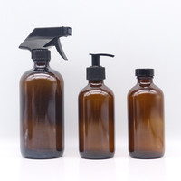 8oz 250 ml Ambre Ronde Boston Bouteille En Verre 16 oz Brun Bouteille En Verre pour L'huile Essentielle avec Bouchon À Vis