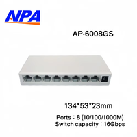 Switch de Red Gigabit de 8 Puertos 10/100/1000Mbps, Switch Ethernet de Escritorio de Plástico, 16Gbps, Plug and Play para Hogar, Oficina, Cámara IP