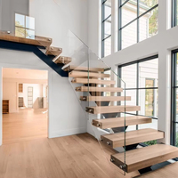 Escalier personnalisé moderne en acier au carbone mono poutre en bois de hêtre/chêne escalier intérieur/escalier design pour maisons