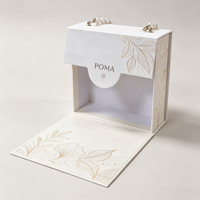 Boîte de rangement magnétique en daim de luxe en gros, boîte cadeau à rabat avec poignée en perles pour emballage de bijoux, estampage à chaud