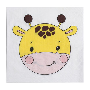 Cute Animal Cartoon Giraffe Square Paper Napkins 330mm Printed For Themed Party Disposable Serviettes - Product Image 5