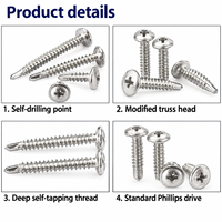 Steel Pan Head Self Drilling Screws Phillips Drive Cross Recessed Screws M8 for Sheet Metal Fastening Wholesale