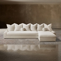 Canapé d'angle Jennifer avec accoudoir droit, luxe moderne, sur mesure, tissu de performance, rembourré, pour salon et hôtel