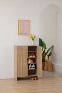 Étagère à chaussures pour appartement individuel, étagère à chaussures en panneaux de particules, design moderne, table de rangement pour chaussures d'entrée - Product Image 4