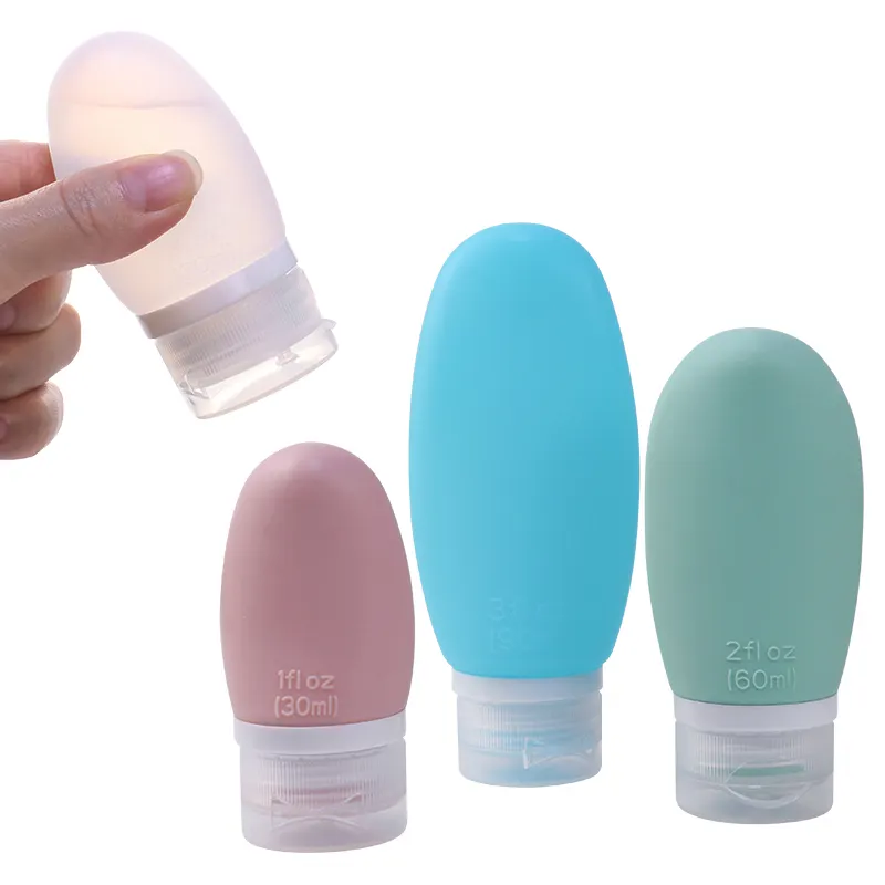 Custom Bulk Leak Proof Portable Squeeze 3 Oz 90 ml Empty Shampoo Travel Size Silicone Bottles Travel Toiletries Bottle Container