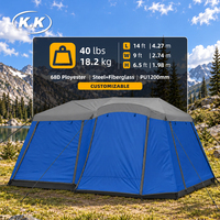 Tente de camping familiale instantanée Kawagebo Kamp (KK) pour 9 personnes, installation facile, avec auvent complet