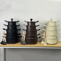 Nouvel ensemble de batterie de cuisine antiadhésive en fonte d'aluminium de 15 pièces, robuste et moderne, pour la maison et la cuisine, avec ustensiles, vente en gros