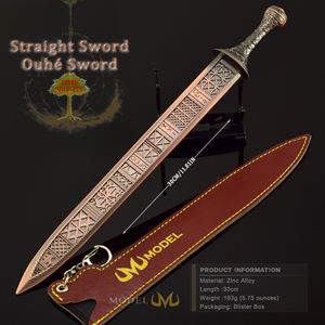 Réplique entièrement en métal de 30cm Ouhe Sword From Elden Ring Cosplay Prop avec gaine en cuir et ornement cadeau pour garçon sculpté - Product Image 3