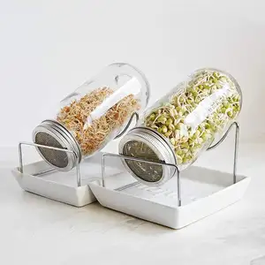 Wholesale 750ml Glass sprouting jar with sprouting lid and ceramic tray