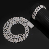 Bijoux Hip Hop pour Hommes, Collier Cubain en Argent Sterling 925, Diamant Moissanite Couleur D VVS, Chaîne à Maillons Cubains de 16 mm de Largeur, Bracelet