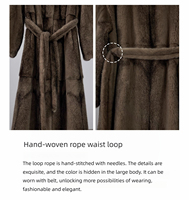 Manteau en fourrure de vison véritable importé, classique, long, texturé, de luxe, pour femme, chaud pour l'hiver, col en V, en fourrure de zibeline