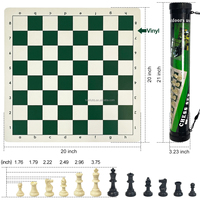 Ensemble d'échecs de tournoi King de 95 mm en gros avec grand échiquier en vinyle d'extérieur 20*20 pouces, sac cylindrique, pièces en plastique