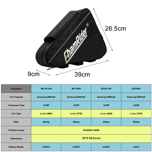 Batterie de vélo électrique personnalisable 48v-72v 45ah, batterie au lithium rechargeable triangulaire avec BMS 20a-30a <span class=keywords><strong>pour</strong></span> vélo électrique - Product Image 5