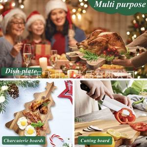 Acacia <b>Wood</b> Christmas Tree Cutting Board 42x26.5cm Double Sided Multifunctional Chopping <b>Block</b> For Home Kitchen Use - Product Image 4