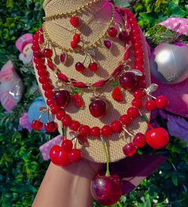 BD-B7061 hadiah fantastis kalung untuk wanita <span class=keywords><strong>burgundy</strong></span> cherry kalung ins perhiasan kalung cz mode manik-manik panas - Product Image 1