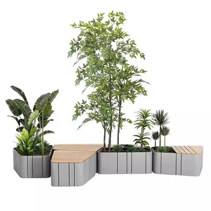 Bac à fleurs mobile en acier inoxydable pour extérieur, jardinière en fer avec roues pour plantes, pot de fleurs - Product Image 1
