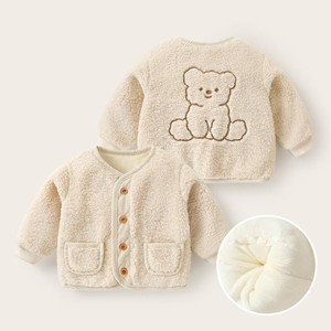 Veste d'hiver d'automne pour garçon Veste épaissie en coton polaire et doublure en fourrure <span class=keywords><strong>Sherpa</strong></span> Décorée Top Warm Boy's Animal Pattern vestes pour enfants - Product Image 3