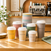 Gobelet en papier à double paroi jetable de couleur rose pour boissons chaudes, logo personnalisé accepté, gobelet en papier de 8/12/16 oz pour café et boissons chaudes