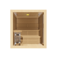 Sauna Exterior Eléctrica de Madera Maciza de Diseño Moderno para 2-6 Personas, Sauna de Vapor Húmedo Tipo Villa con Ventana Grande