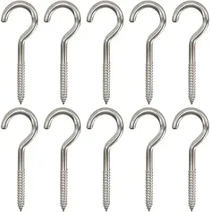 High Strength Stainless Steel Silver 4 Inch Heavy Duty Large Screw Hook Ceiling Hook Cup Hook