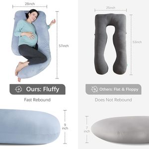 Venta al por mayor en forma de J lavable extraíble suave Minky cubierta 7D poliéster relleno ajustable embarazo almohada para todo el cuerpo - Product Image 6