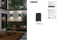 Lampe solaire décorative moderne en aluminium moulé sous pression pour jardin extérieur, étanche, éclairage mural haut et bas