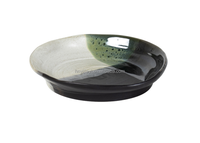 Soucoupe de style japonais antique en porcelaine et céramique, noire et unique, pour la maison et les restaurants, idéale comme plat de service ou pour les accompagnements.