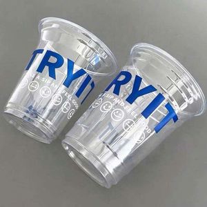 Gobelets jetables en PET à paroi simple de 12oz/16oz/24oz avec logo imprimé et couvercles, fond plat de 98mm, pour boissons, café, lait, thé - Vente en gros - Product Image 2