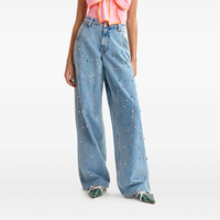 Jean ample Baggy taille basse délavé vintage pour femmes droit décontracté coloré strass diamants respirant Denim Sexy Vintage