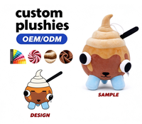 Peluche personnalisée en forme de crème glacée, adorable mascotte en peluche inspirée des boissons, pour la vente en gros, cadeau promotionnel pour enfants, peluche crème glacée