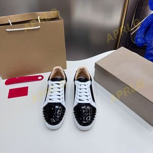 Chaussures de sport en cuir pleine fleur de haute qualité pour hommes, motif clouté rouge, doublure en cuir véritable pour la marche, style Louboutin - Product Image 2