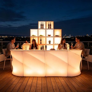 เคาน์เตอร์บาร์ LED พกพา สำหรับใช้งานกลางแจ้ง RGB กันน้ำ เฟอร์นิเจอร์เรืองแสงสำหรับบาร์ งานปาร์ตี้ริมชายหาด และงานอีเว้นท์ - Product Image 1