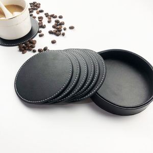 Cjx963 Pu Leather Hotel Restaurant Round Desktop <b>Heat</b> Insulation <b>Coaster</b> - Product Image 3